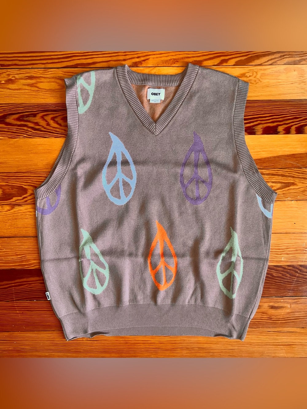 OBEY Peace Sign Sweater Vest